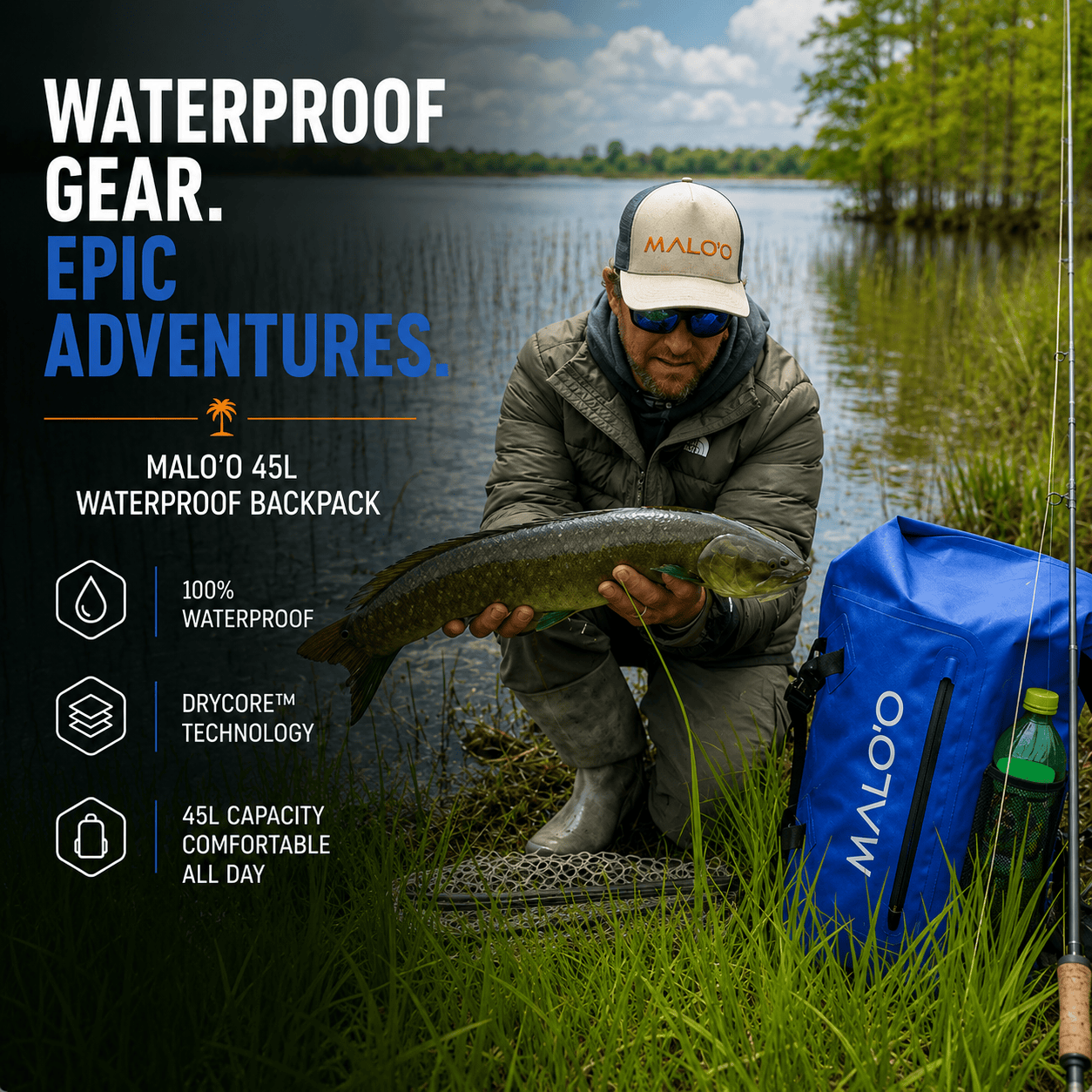 Malo'o XL Fishing Waterproof Backpack Malo'o XL Fishing Waterproof Backpack