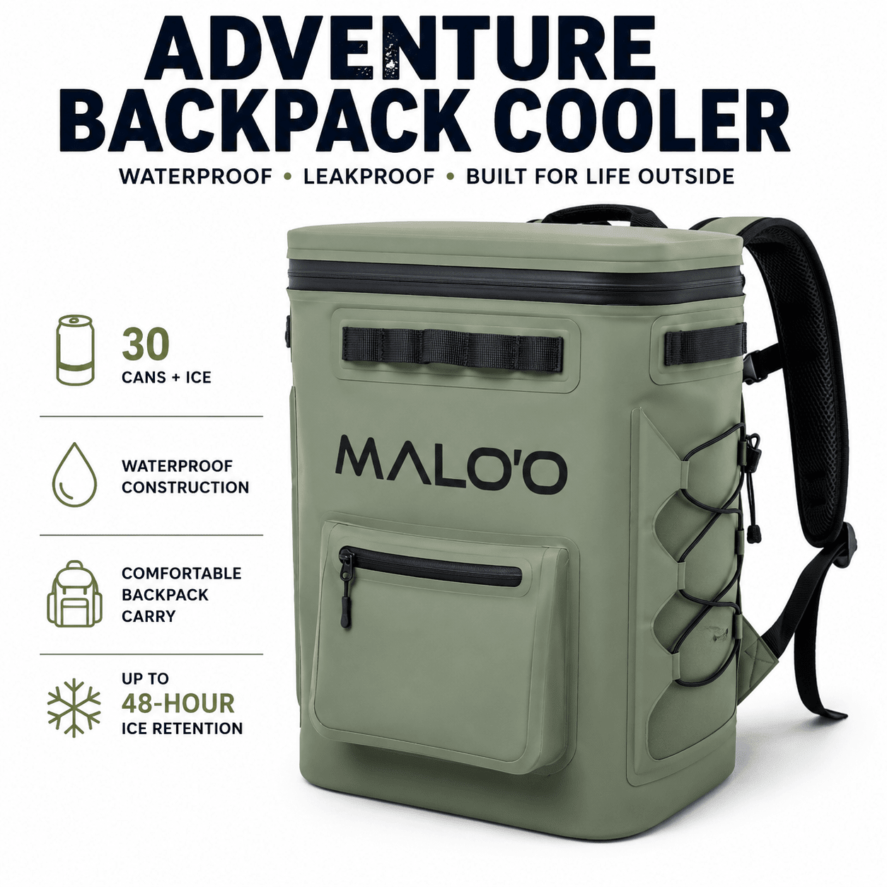 Adventure Backpack Cooler – Insulated Soft Cooler for Beach, Travel & Outdoor Use - Malo'o Racks