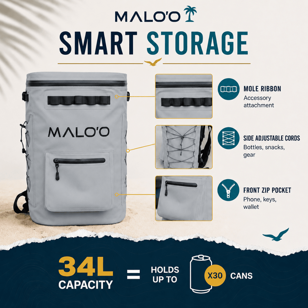 Adventure Backpack Cooler – Insulated Soft Cooler for Beach, Travel & Outdoor Use - Malo'o Racks