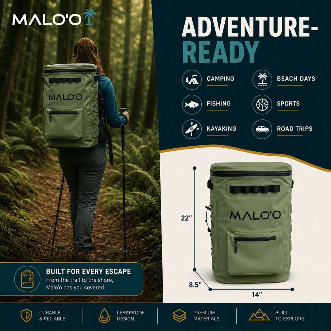 Adventure Backpack Cooler – Insulated Soft Cooler for Beach, Travel & Outdoor Use - Malo'o Racks
