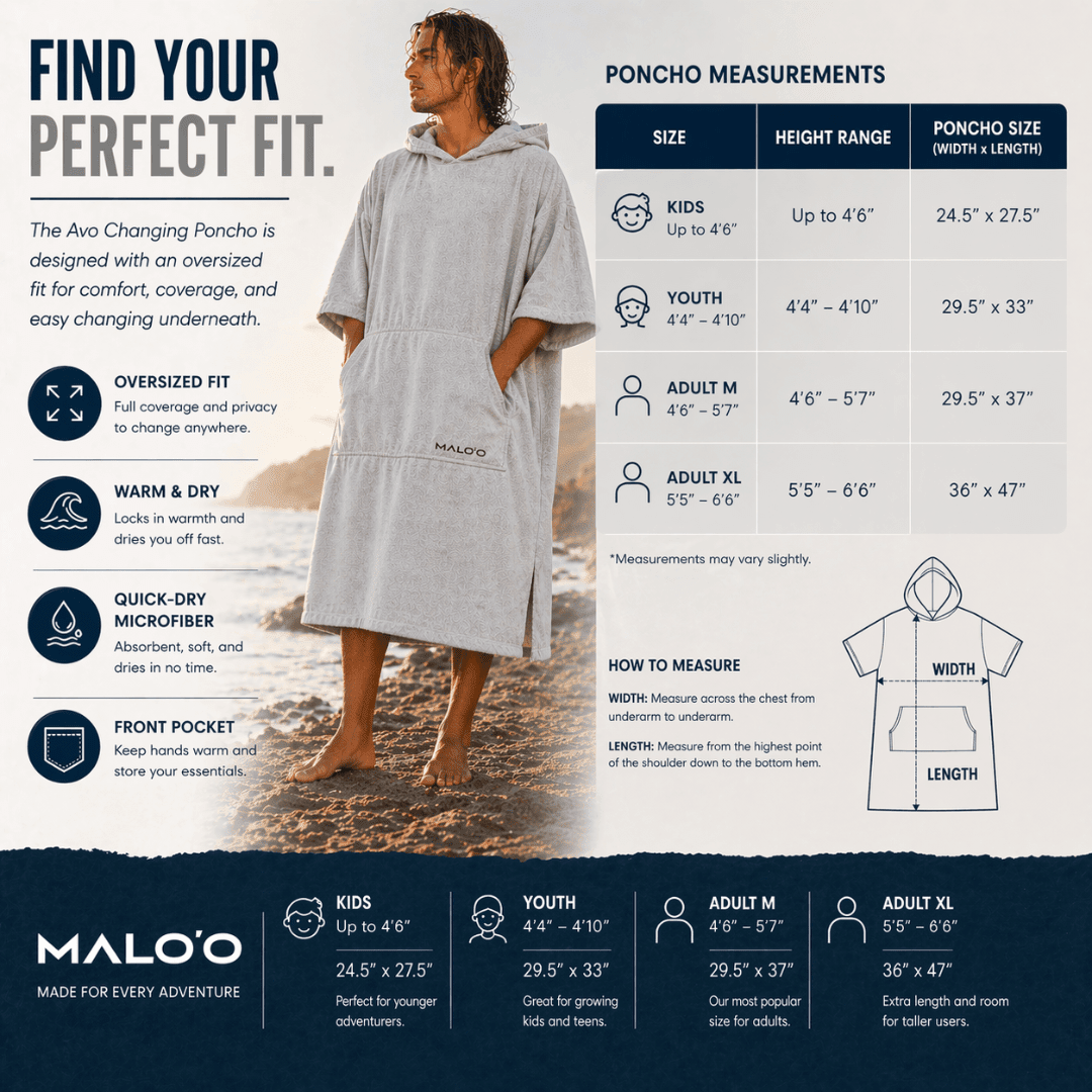 Avo Changing Poncho– Comfortable Surf & Beach Poncho for Outdoor Life - Malo'o Racks