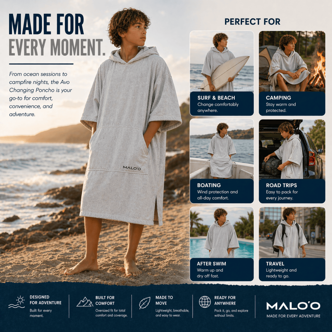 Avo Changing Poncho– Comfortable Surf & Beach Poncho for Outdoor Life - Malo'o Racks