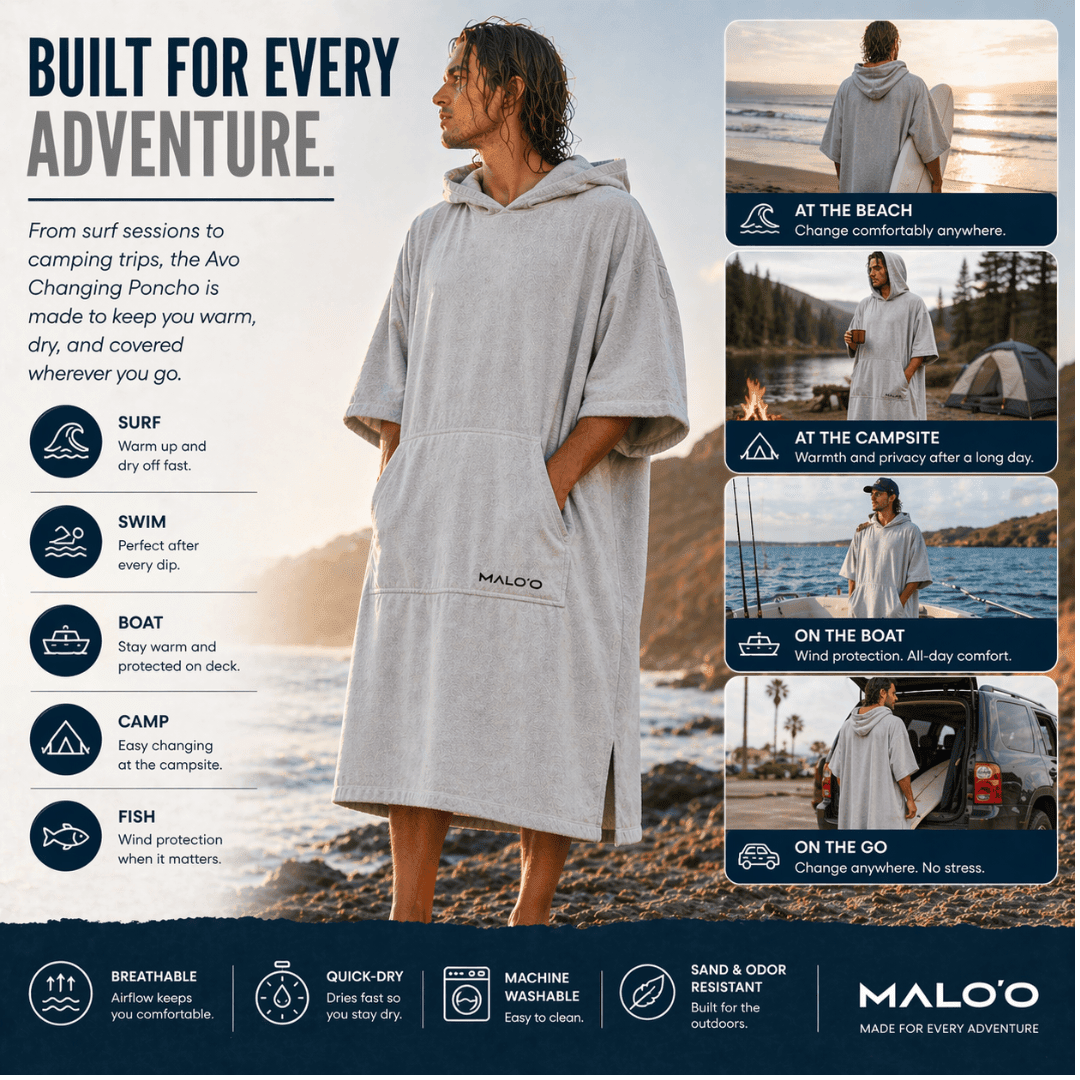 Avo Changing Poncho– Comfortable Surf & Beach Poncho for Outdoor Life - Malo'o Racks
