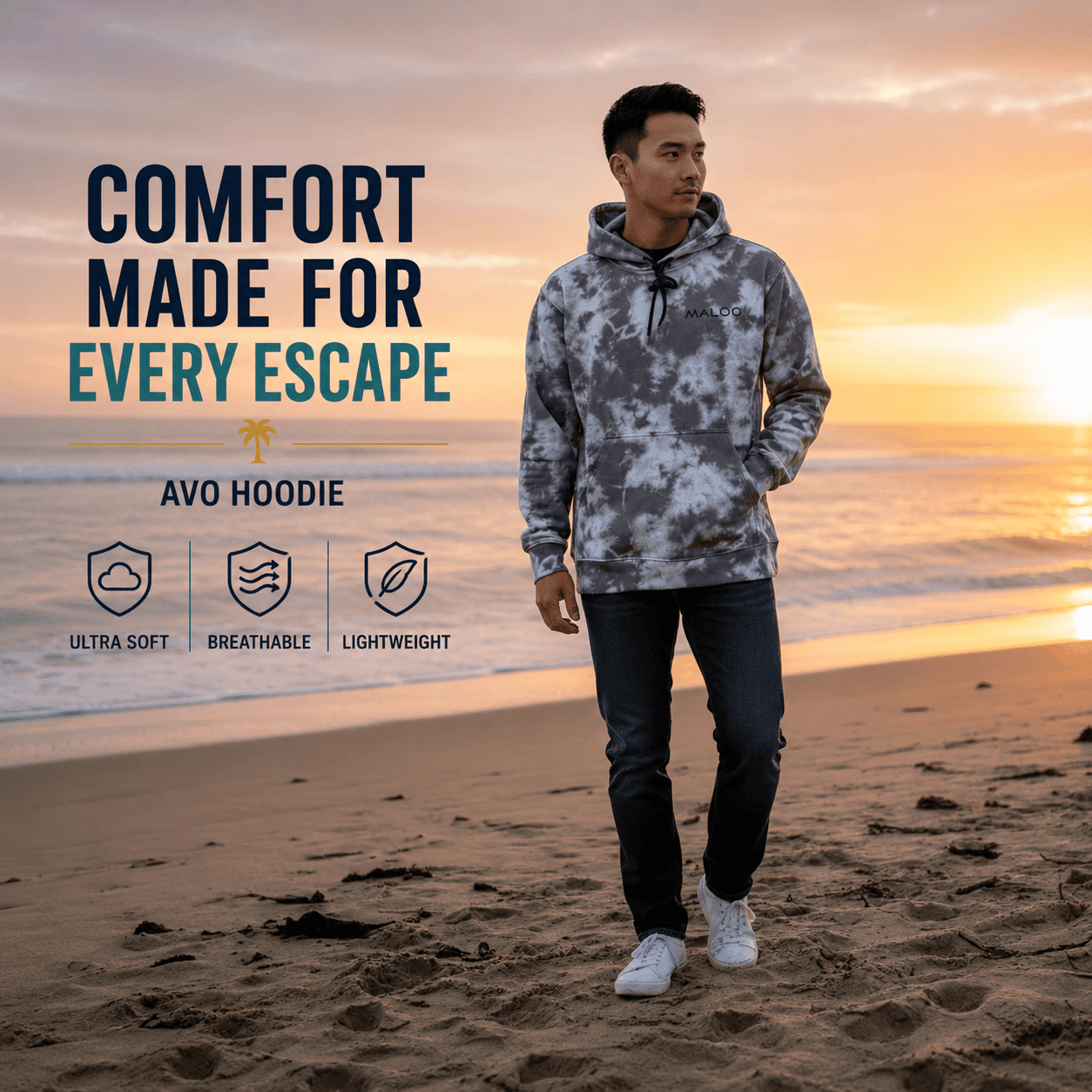 Avo Hoodie – Comfortable Surf & Beach Hoodie for Travel & Outdoor Use - Malo'o Racks