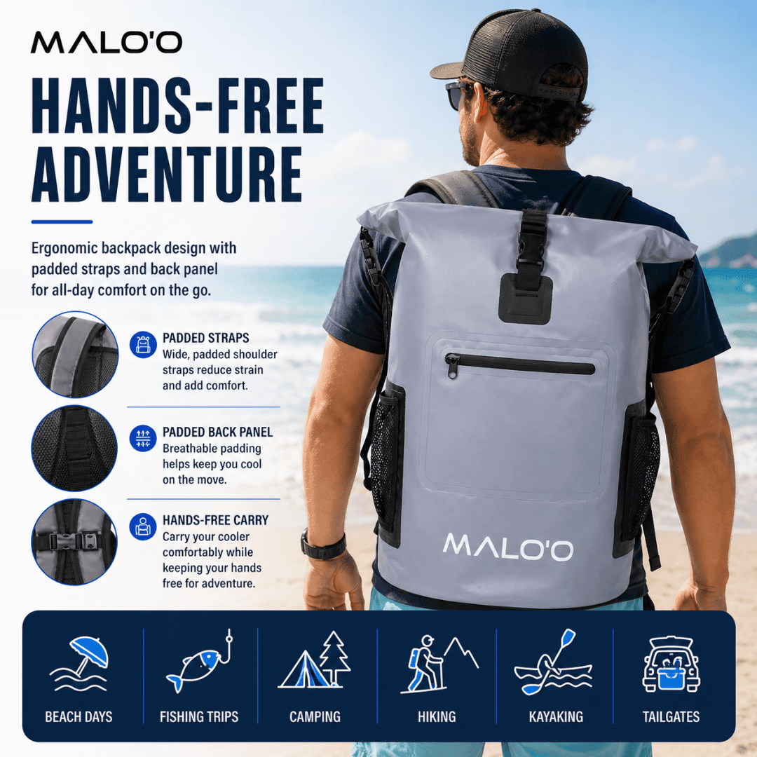 Backpack Cooler – Insulated Soft Cooler for Beach, Travel & Outdoor Use - Malo'o Racks