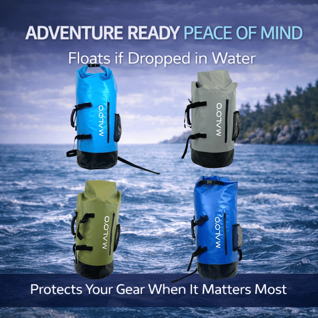 DryPack 45L Waterproof Backpack – Roll - Top Dry Bag for Travel, Beach & Outdoor Gear - Malo'o Racks