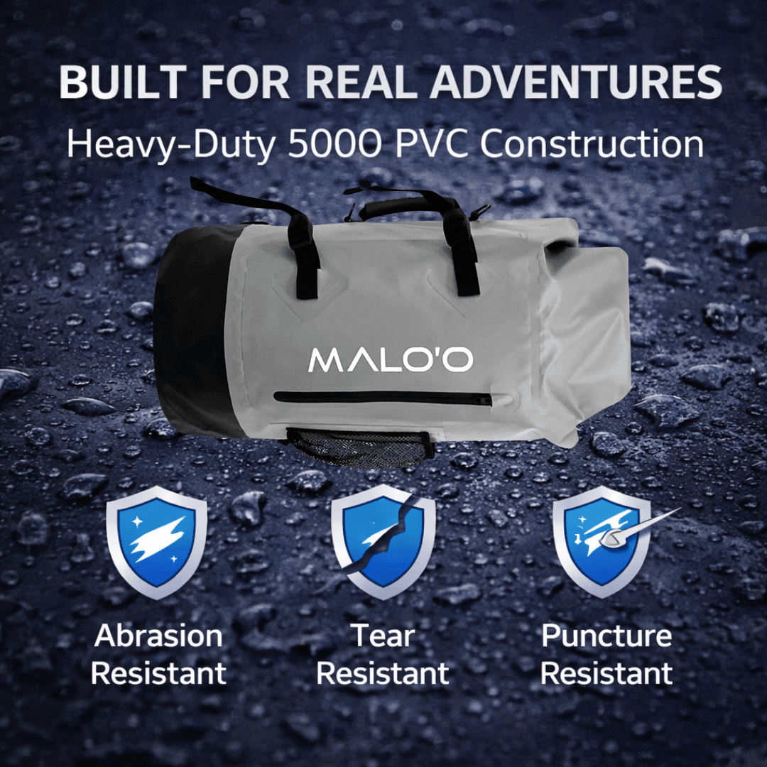 DryPack 45L Waterproof Backpack – Roll - Top Dry Bag for Travel, Beach & Outdoor Gear - Malo'o Racks