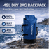 DryPack 45L Waterproof Backpack – Roll - Top Dry Bag for Travel, Beach & Outdoor Gear - Malo'o Racks