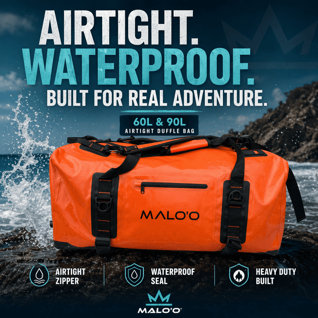 DryPack Airtight Waterproof Backpack Duffle (60L, 90L) – Heavy - Duty Dry Bag for Travel, Beach & Outdoor Gear - Malo'o Racks