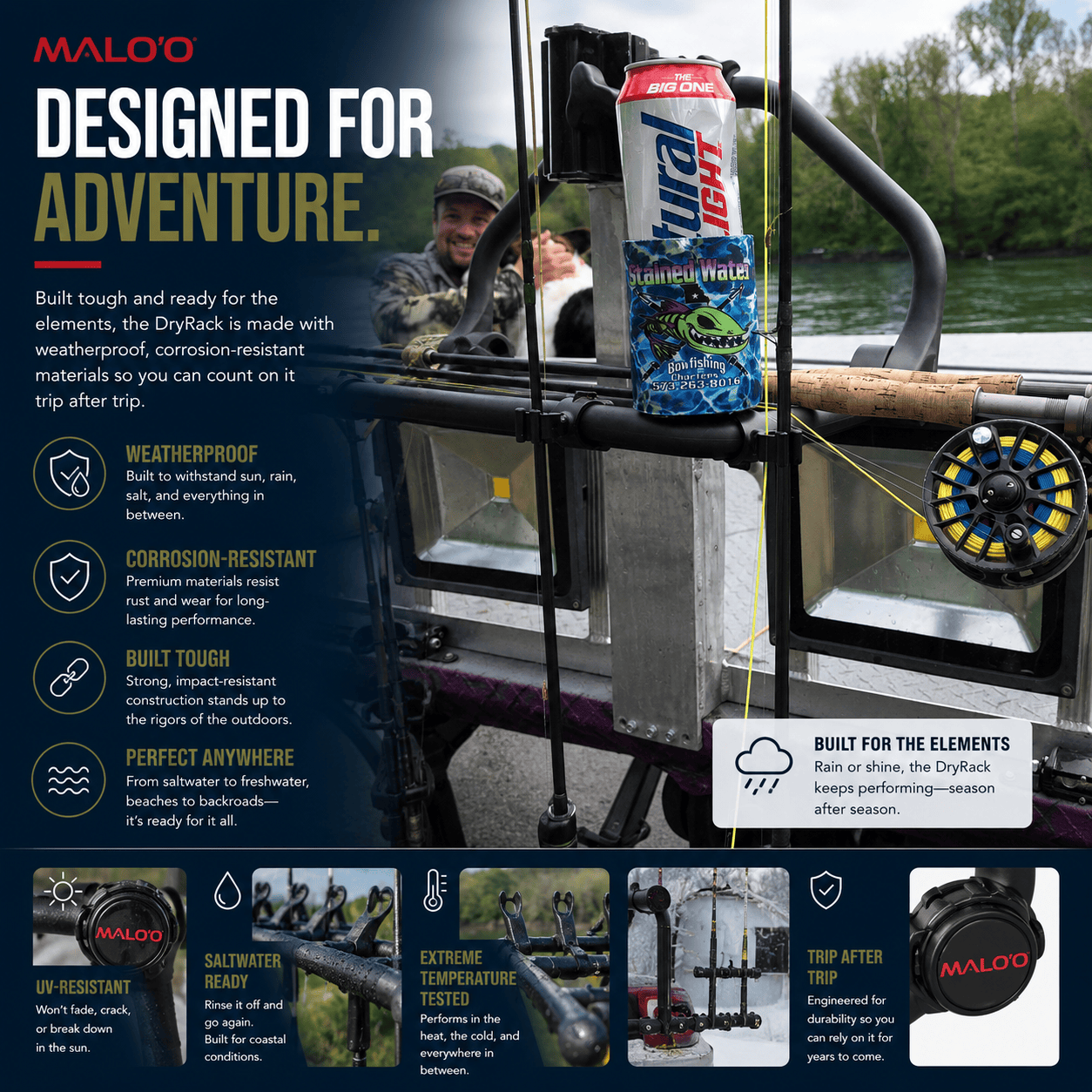 DryRack Fishing Rod Holder – Portable Rod Rack for Vehicle & Outdoor Use - Malo'o Racks