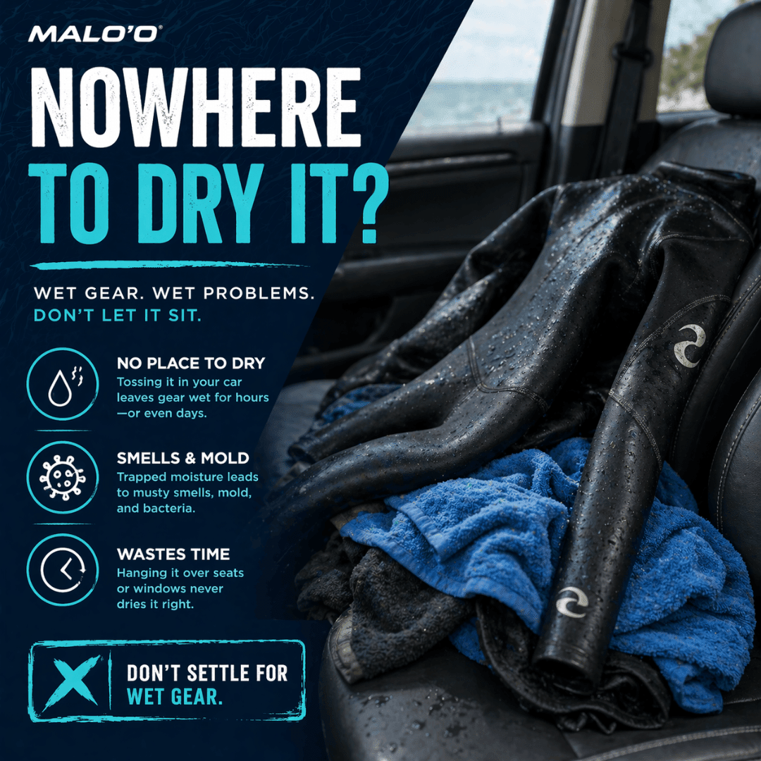 DryRack Portable Drying Rack – Vehicle - Mounted Gear Dryer for Surf, Beach & Outdoor Use - Malo'o Racks
