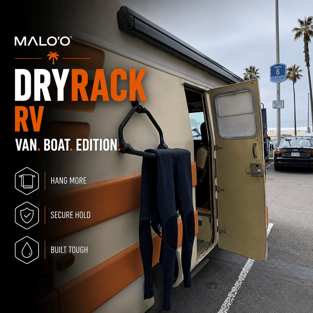 DryRack RV, Van & Boat Edition – Heavy - Duty Suction Mount Drying Rack for Outdoor Gear - Malo'o Racks