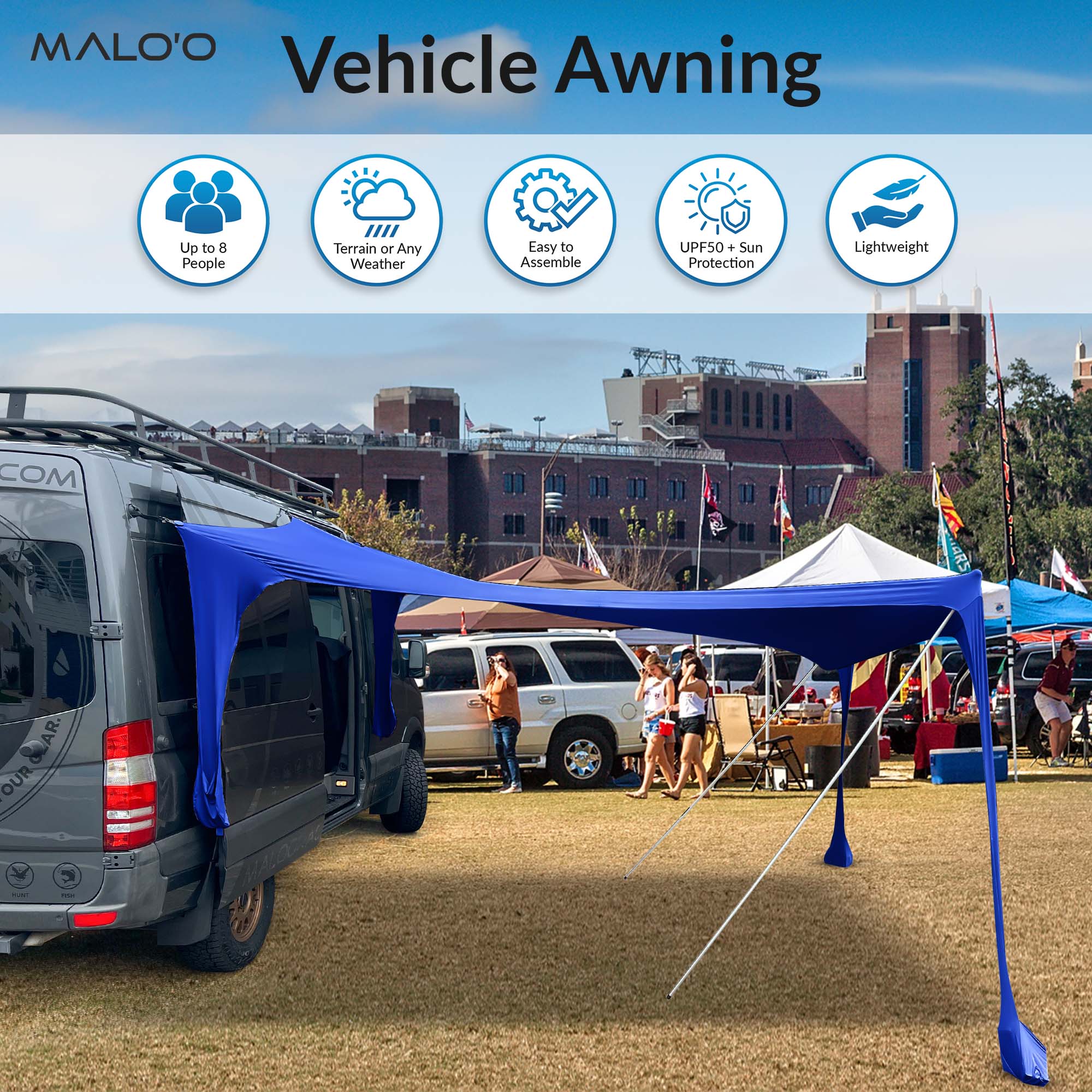 DualShade™ 10x10 - Instant beach shade. Vehicle - ready awning - Malo'o Racks