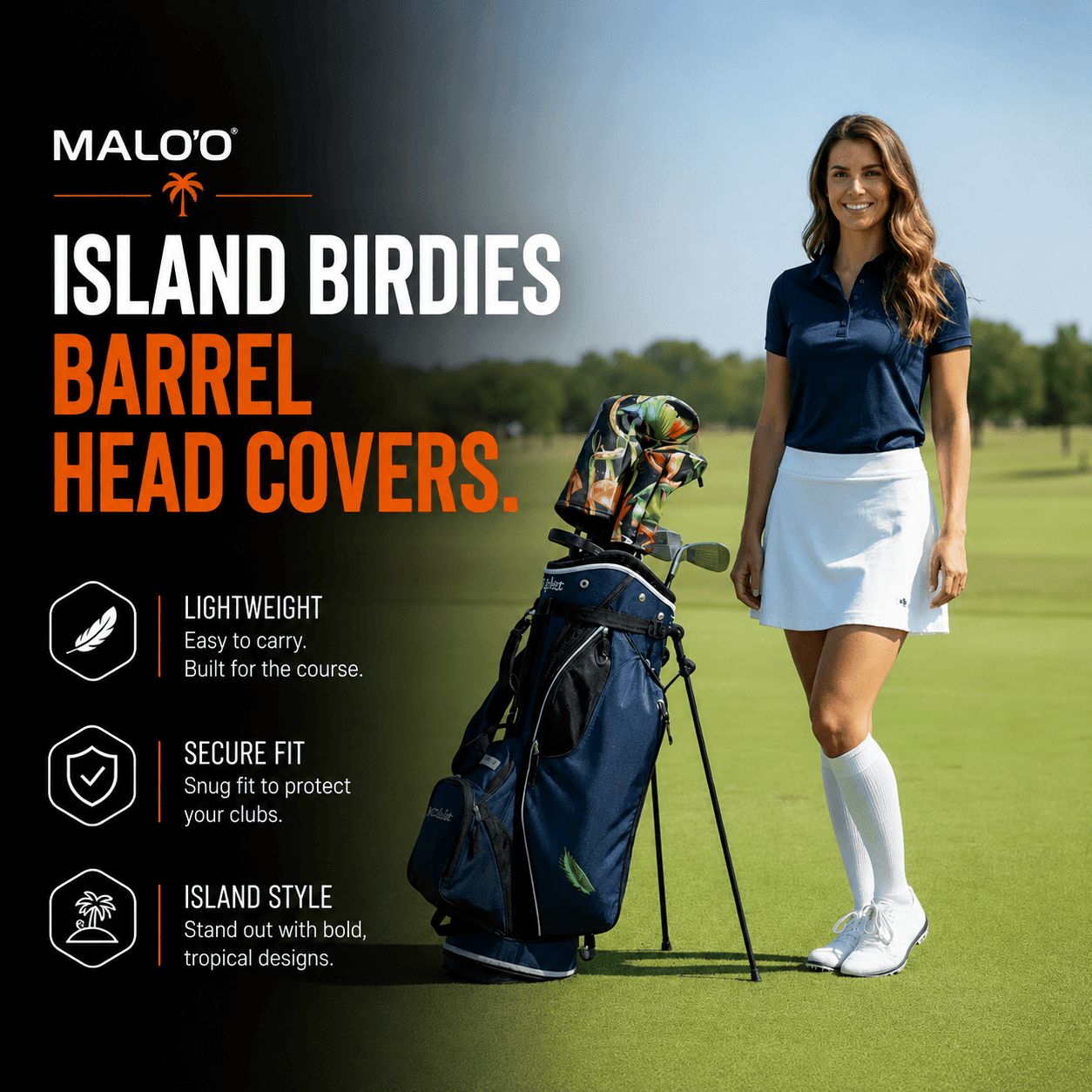 Island Birdies Barrel Golf Headcover Set – Driver, Fairway & Hybrid Covers - Malo'o Racks