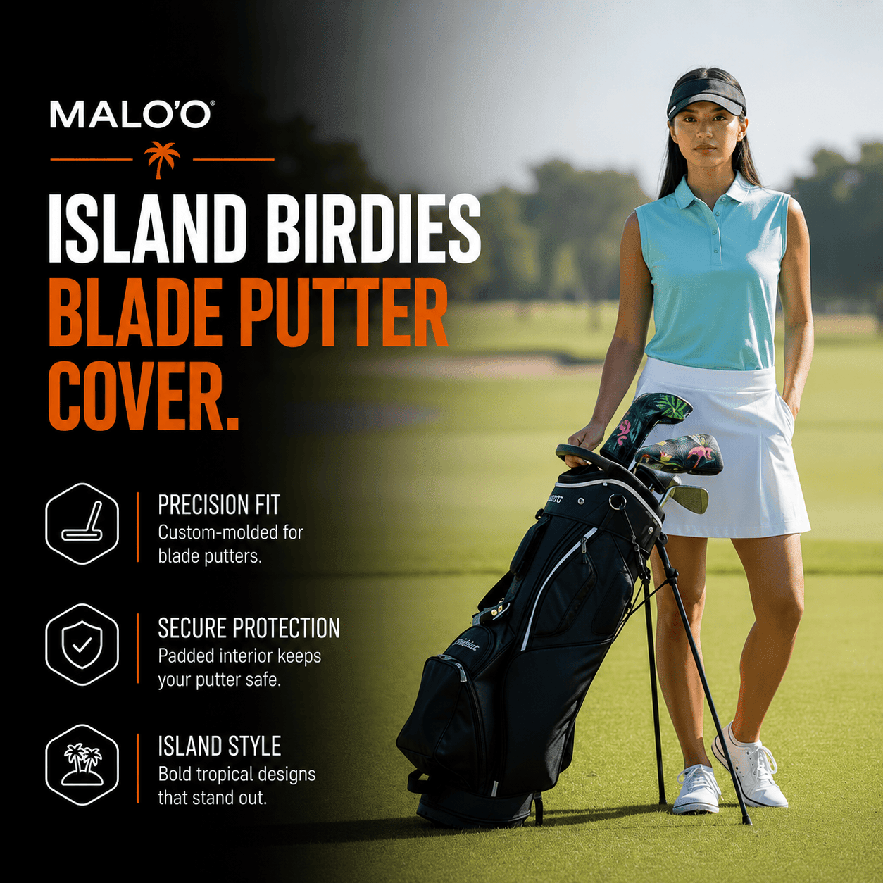 Island Birdies Blade Putter Cover – Premium Golf Club Cover for Blade Putters - Malo'o Racks
