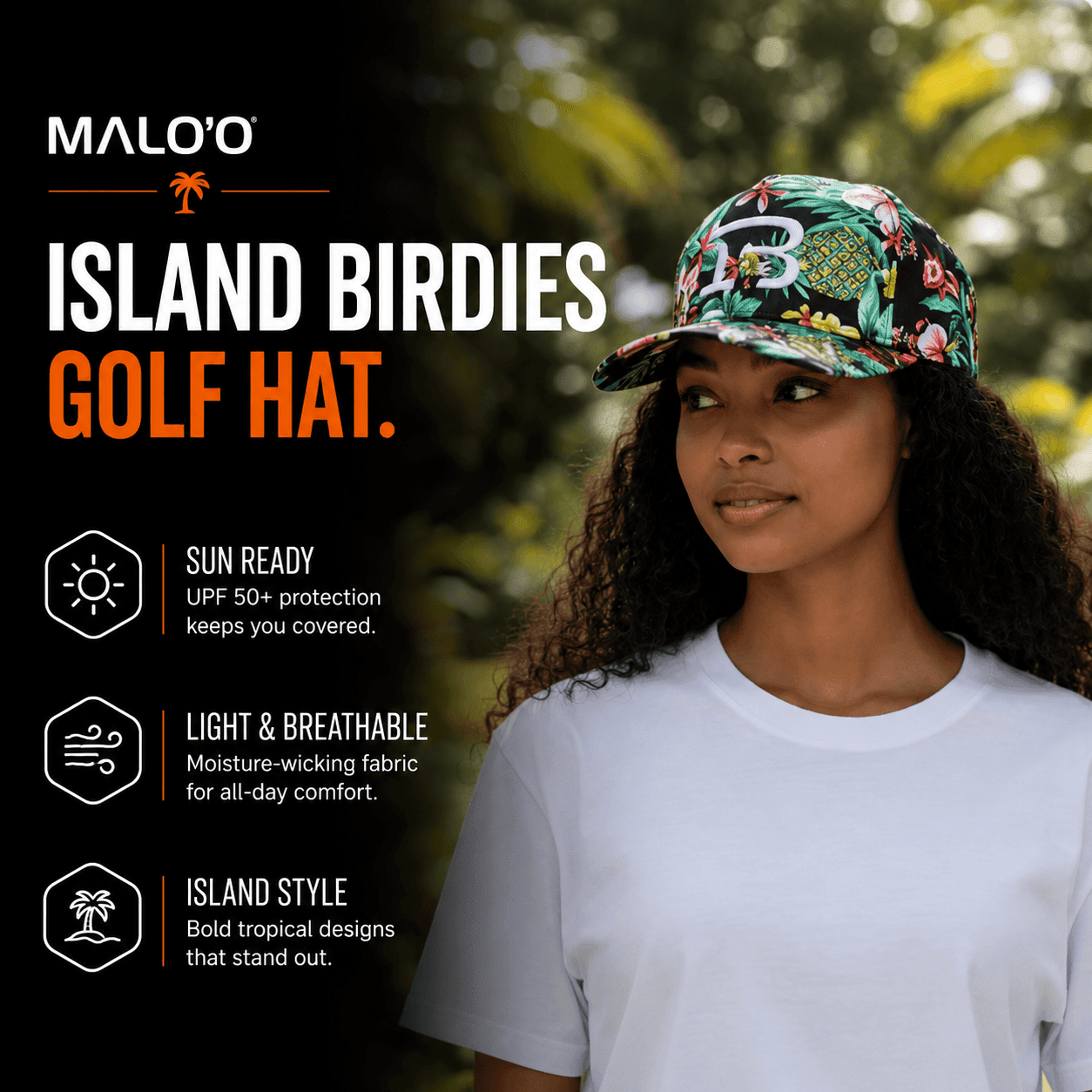 Island Birdies Golf Hat – Lightweight Sun Hat for Golf & Outdoor Use - Malo'o Racks