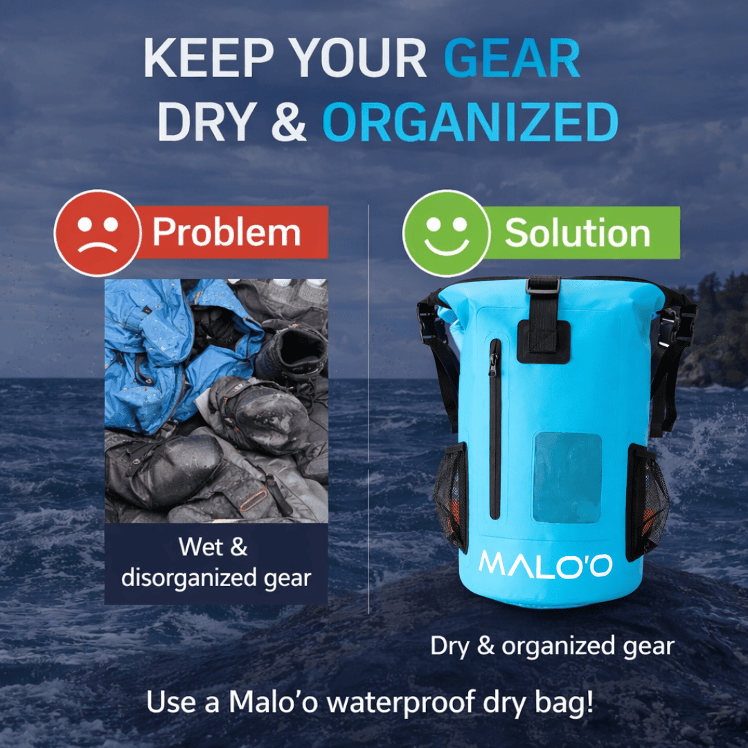Malo'o Racks DryPack DryPack 30L Waterproof Backpack – Roll-Top Dry Bag for Beach, Travel & Outdoor Gear