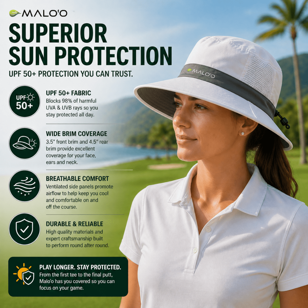 Malo'o Racks Papale Golf Hat – Lightweight Sun Protection Hat for Golf & Outdoor Use