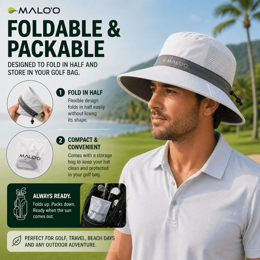 Malo'o Racks Papale Golf Hat – Lightweight Sun Protection Hat for Golf & Outdoor Use