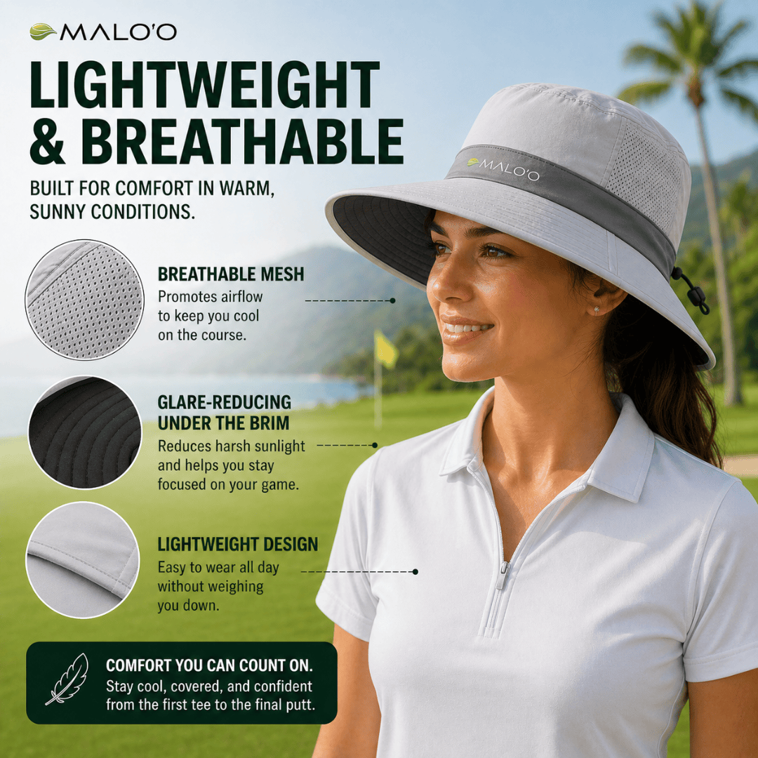 Malo'o Racks Papale Golf Hat – Lightweight Sun Protection Hat for Golf & Outdoor Use