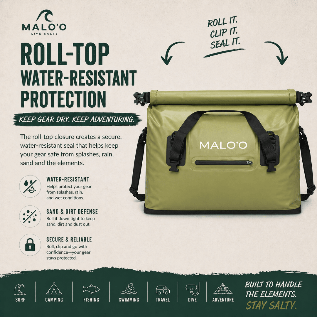 Malo'o Shoreline Changing & Carry Bag – Waterproof Wetsuit Changing Bag for Beach & Travel - Malo'o Racks