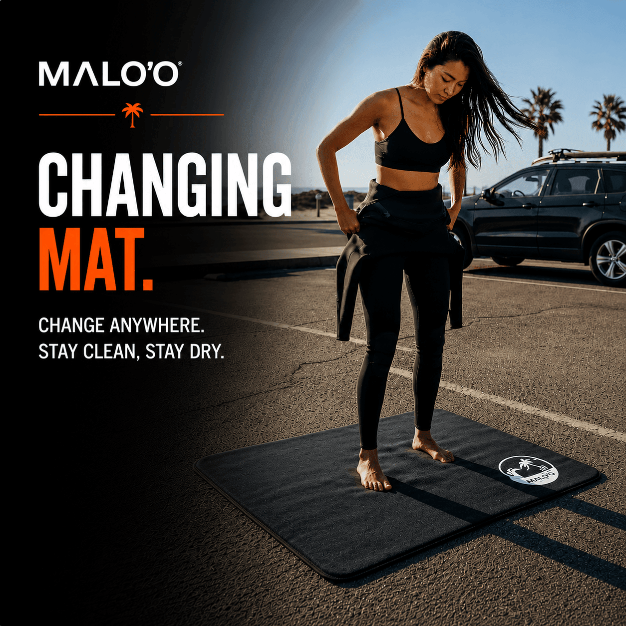 Malo'o Shoreline Changing Mat – Quick - Dry Surf Changing Mat for Beach & Travel - Malo'o Racks