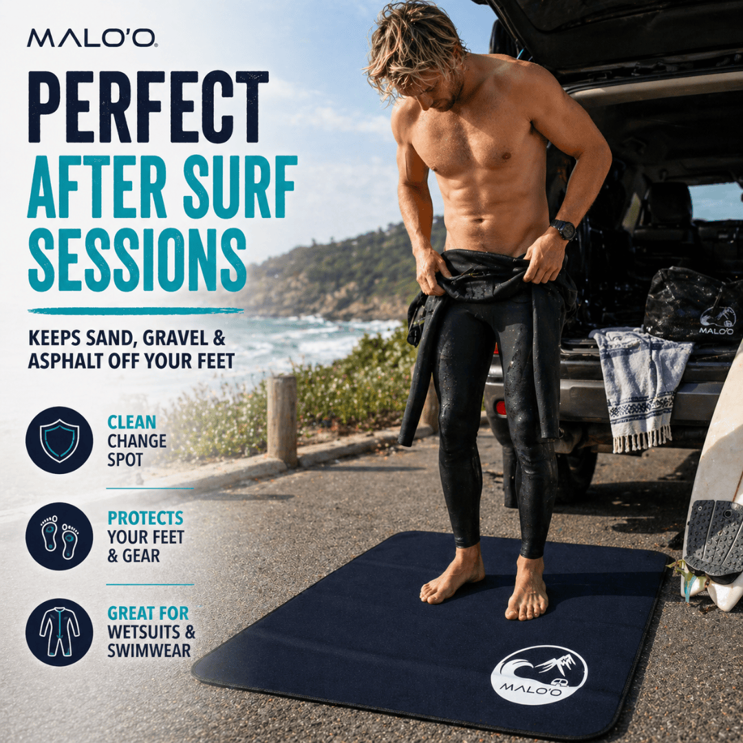 Malo'o Shoreline Changing Mat – Quick - Dry Surf Changing Mat for Beach & Travel - Malo'o Racks