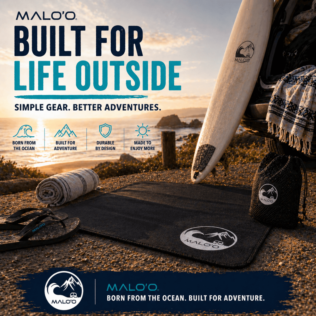 Malo'o Shoreline Changing Mat – Quick - Dry Surf Changing Mat for Beach & Travel - Malo'o Racks