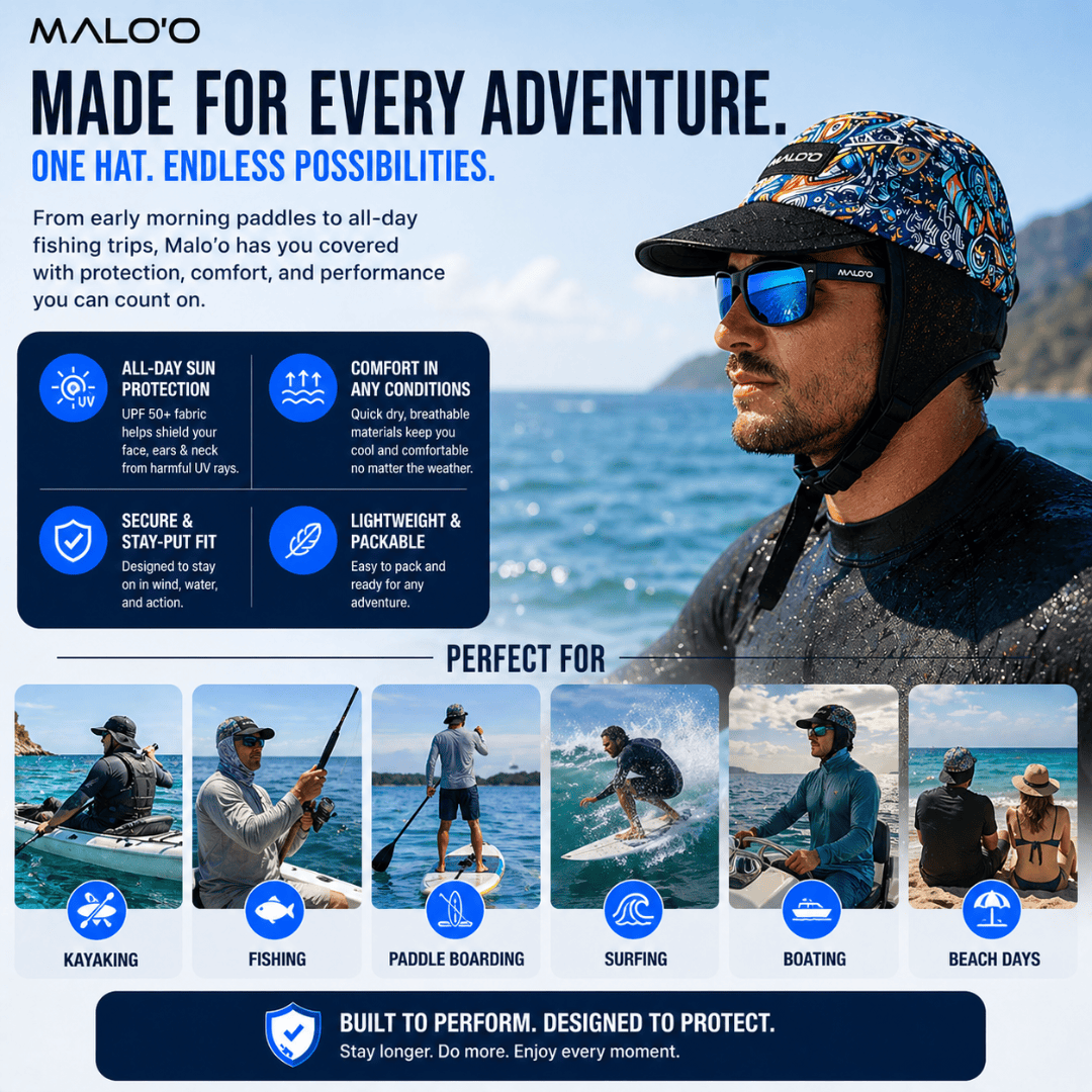 Malo'o Watersports Hat | Surf, Paddle & Sun Protection Hat - Malo'o Racks