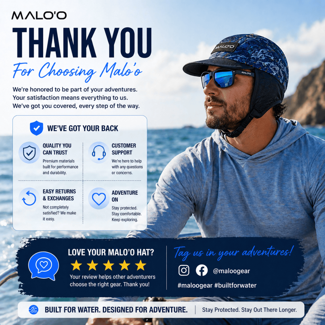 Malo'o Watersports Hat | Surf, Paddle & Sun Protection Hat - Malo'o Racks
