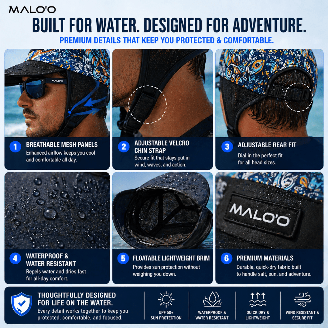 Malo'o Watersports Hat | Surf, Paddle & Sun Protection Hat - Malo'o Racks