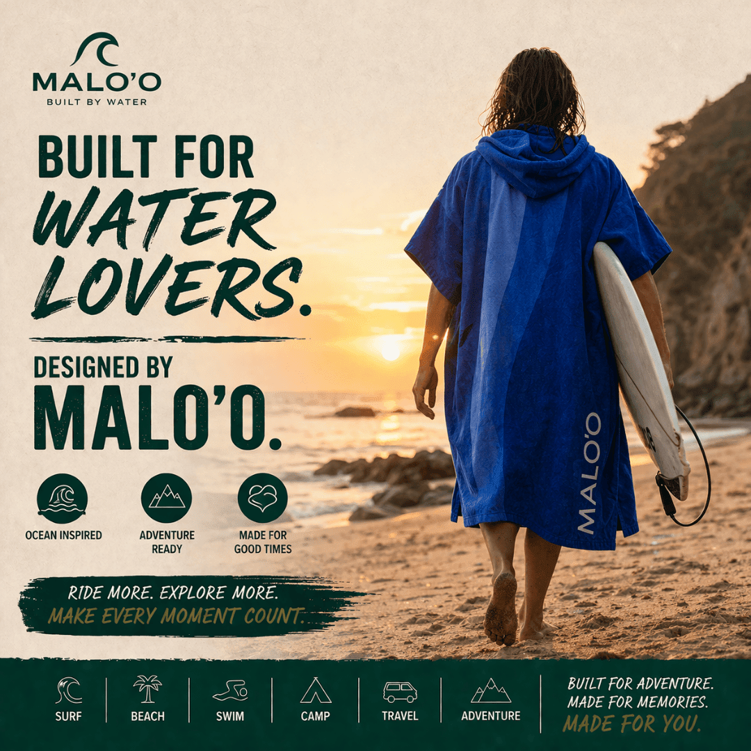 Mehana Changing Poncho – Quick - Dry Surf Poncho & Hooded Towel for Beach & Water Adventures - Malo'o Racks