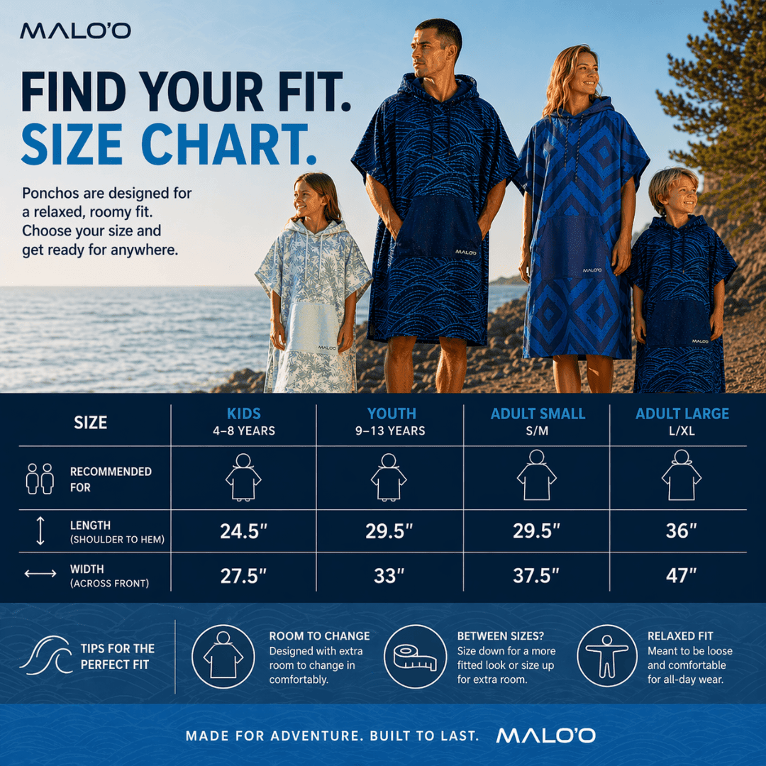 Nalu Changing Poncho – Quick - Dry Surf Poncho & Hooded Towel for Beach & Swim - Malo'o Racks