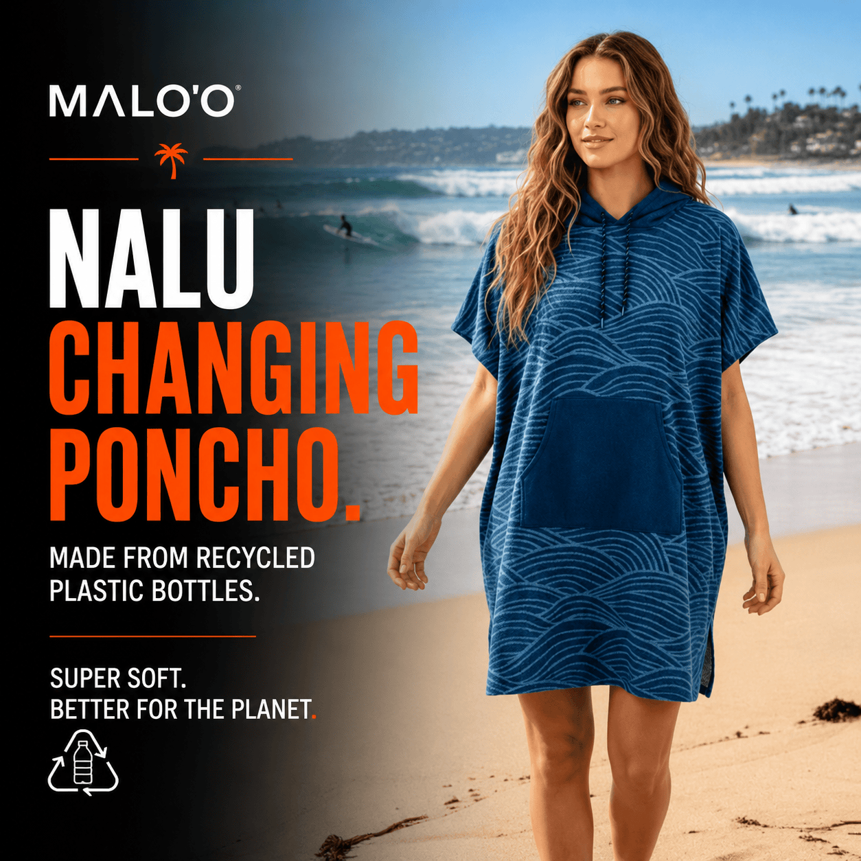 Nalu Changing Poncho – Quick - Dry Surf Poncho & Hooded Towel for Beach & Swim - Malo'o Racks