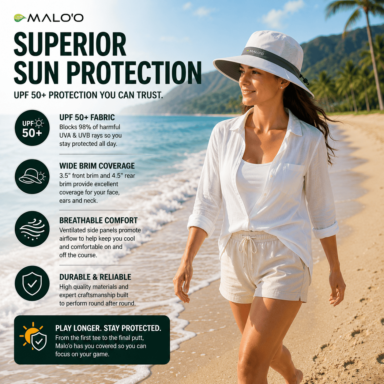 Papale Sun Hat – Lightweight Sun Protection Hat for Outdoor Use - Malo'o Racks