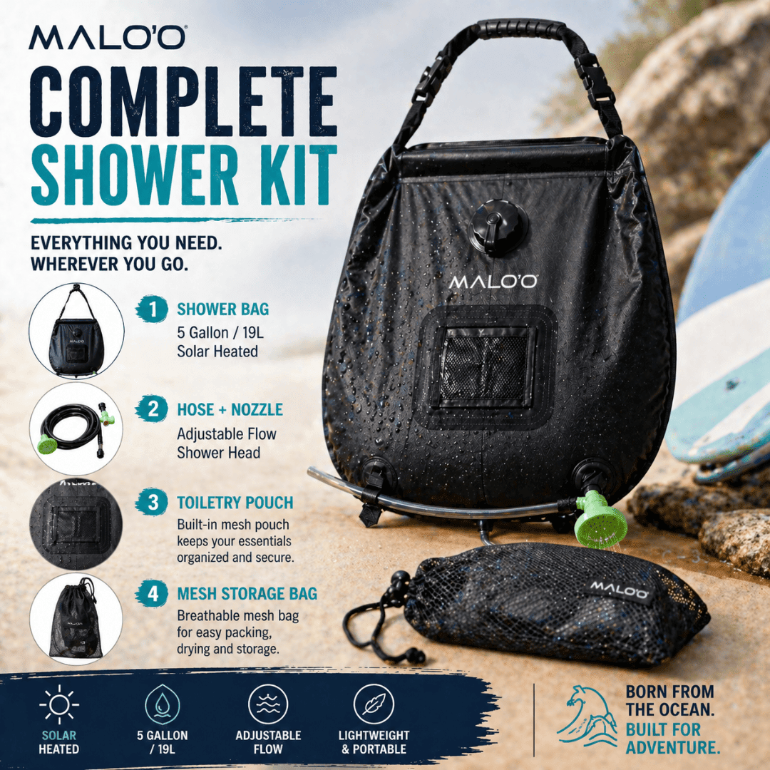 Portable Camping Shower Bag – Outdoor Shower for Beach, Surf & Travel - Malo'o Racks
