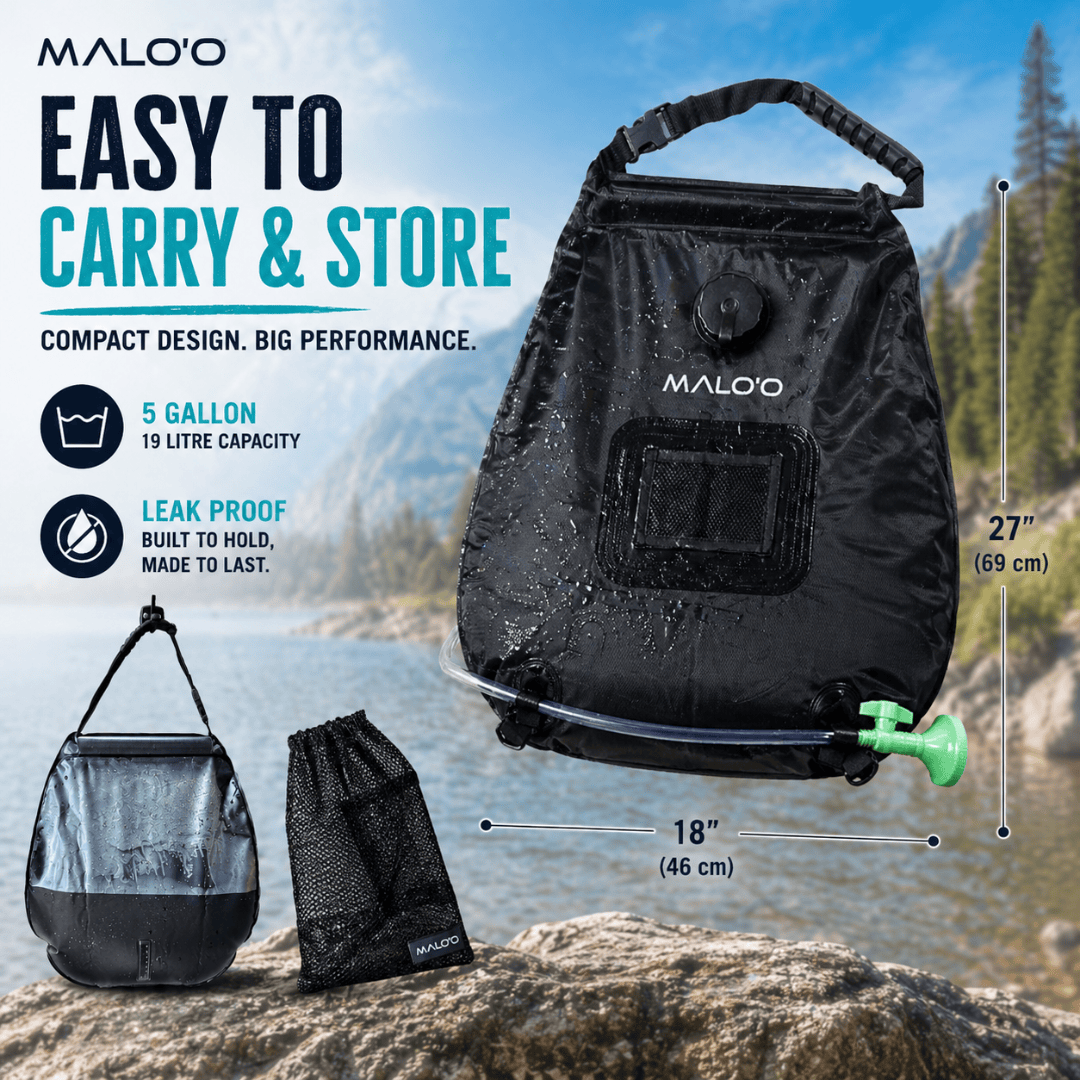 Portable Camping Shower Bag – Outdoor Shower for Beach, Surf & Travel - Malo'o Racks