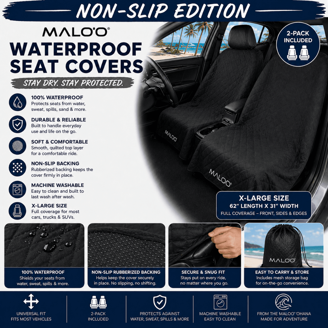 SeatGuard Non-Slip Waterproof Seat Cover (2-Pack) – Durable Seat Protector for Beach, Gym & Pets - Malo'o Racks