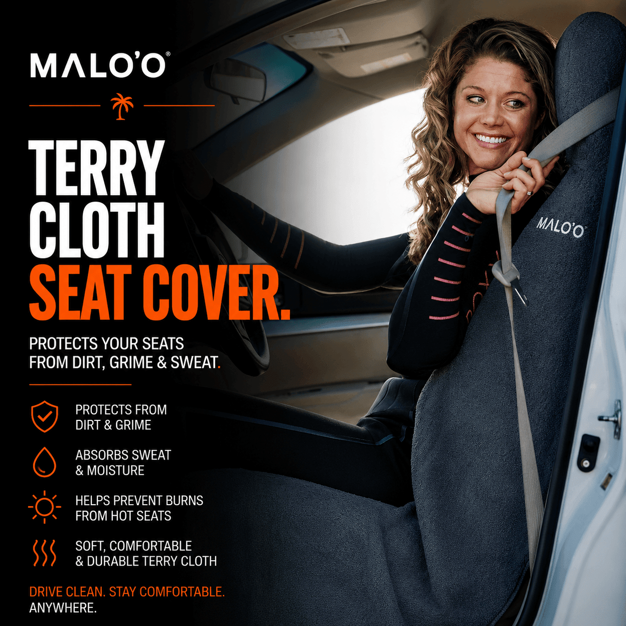SeatGuard Terry Cloth Car Seat Cover (2 - Pack) – Soft, Absorbent Seat Protector for Beach, Gym & Travel - Malo'o Racks