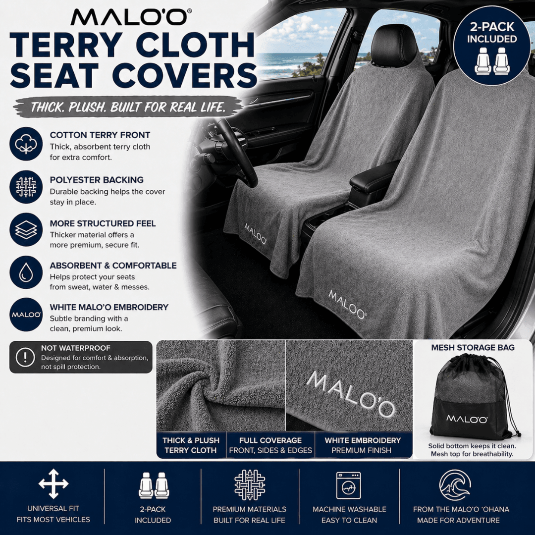 SeatGuard Terry Cloth Car Seat Cover (2 - Pack) – Soft, Absorbent Seat Protector for Beach, Gym & Travel - Malo'o Racks