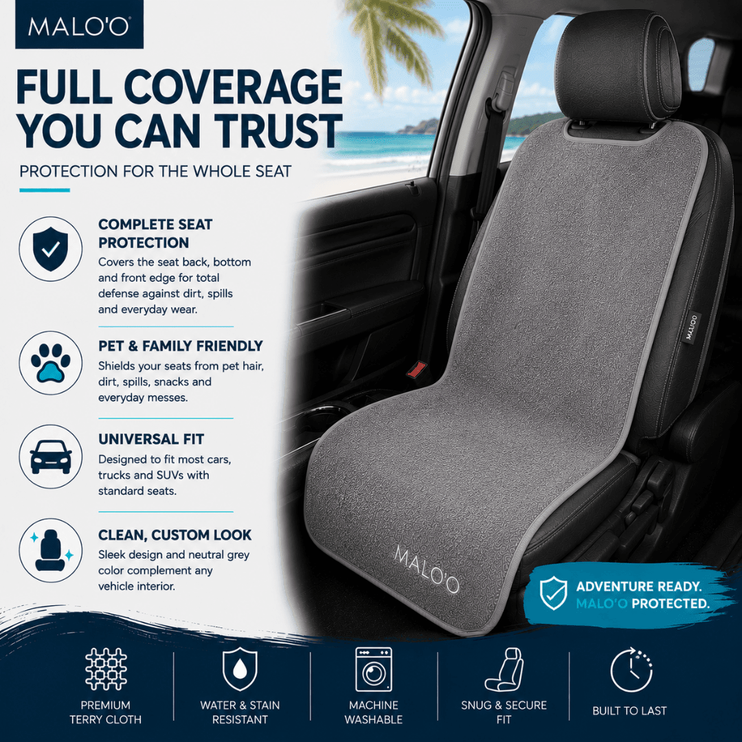 SeatGuard Terry Cloth Seat Cover (2-Pack) – Soft, Absorbent Seat Protector for Beach, Gym & Travel - Malo'o Racks