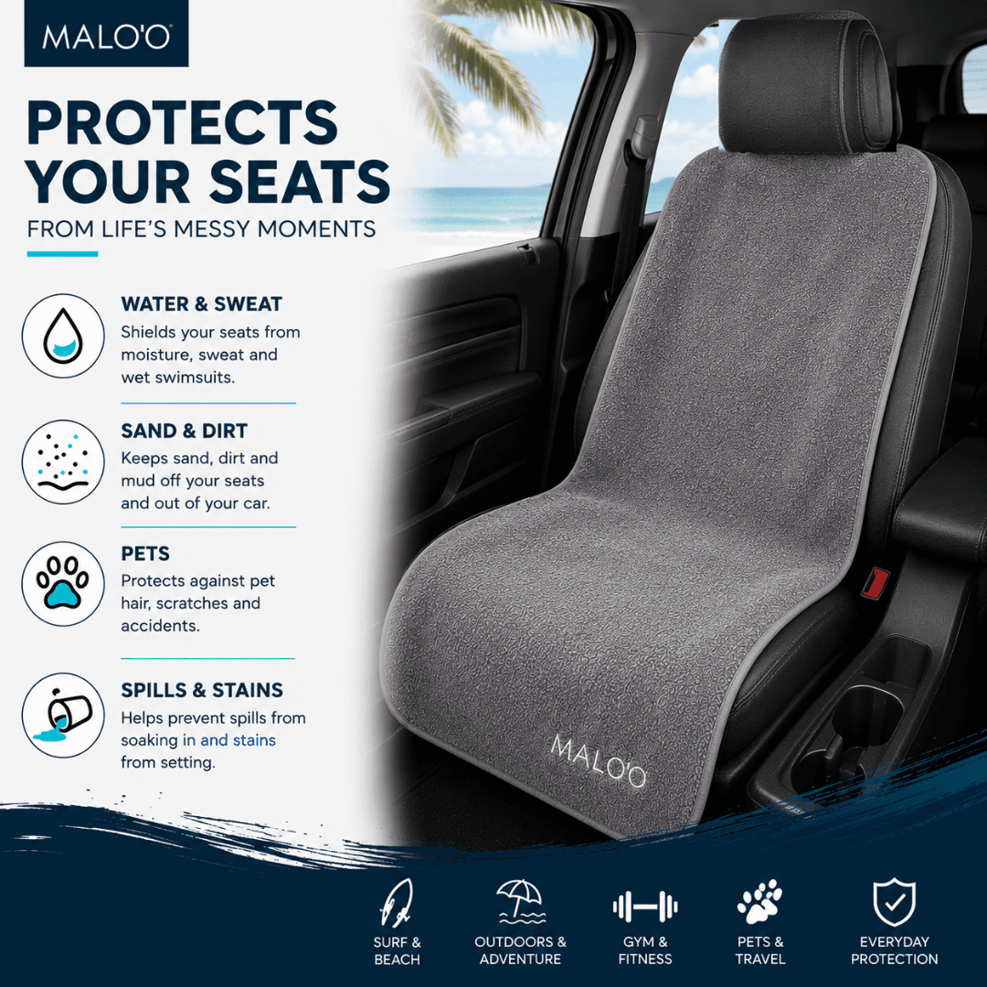 SeatGuard Terry Cloth Seat Cover (2-Pack) – Soft, Absorbent Seat Protector for Beach, Gym & Travel - Malo'o Racks