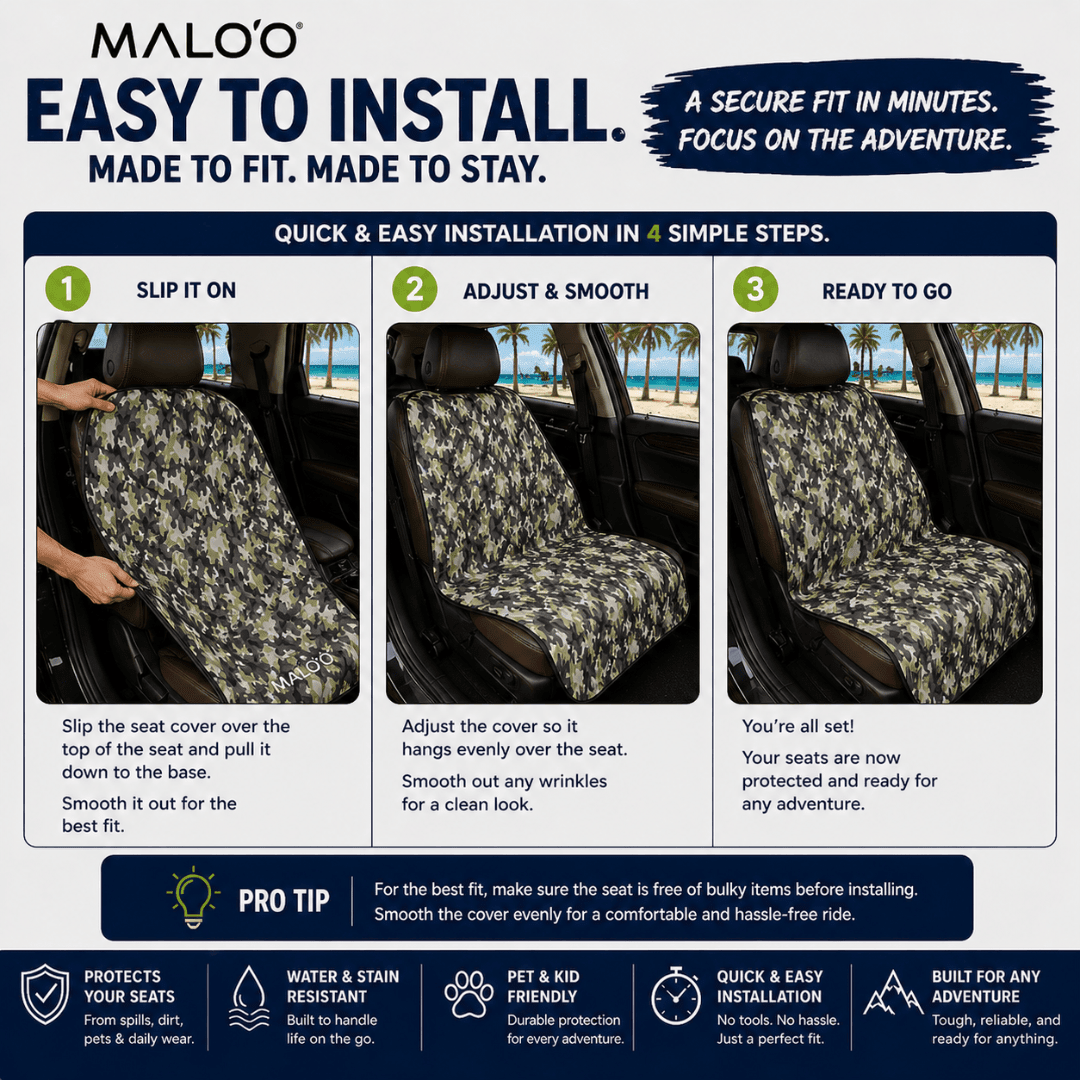 SeatGuard Waterproof Car Seat Cover (2 - Pack) – Durable Seat Protector for Beach, Gym & Pets - Malo'o Racks