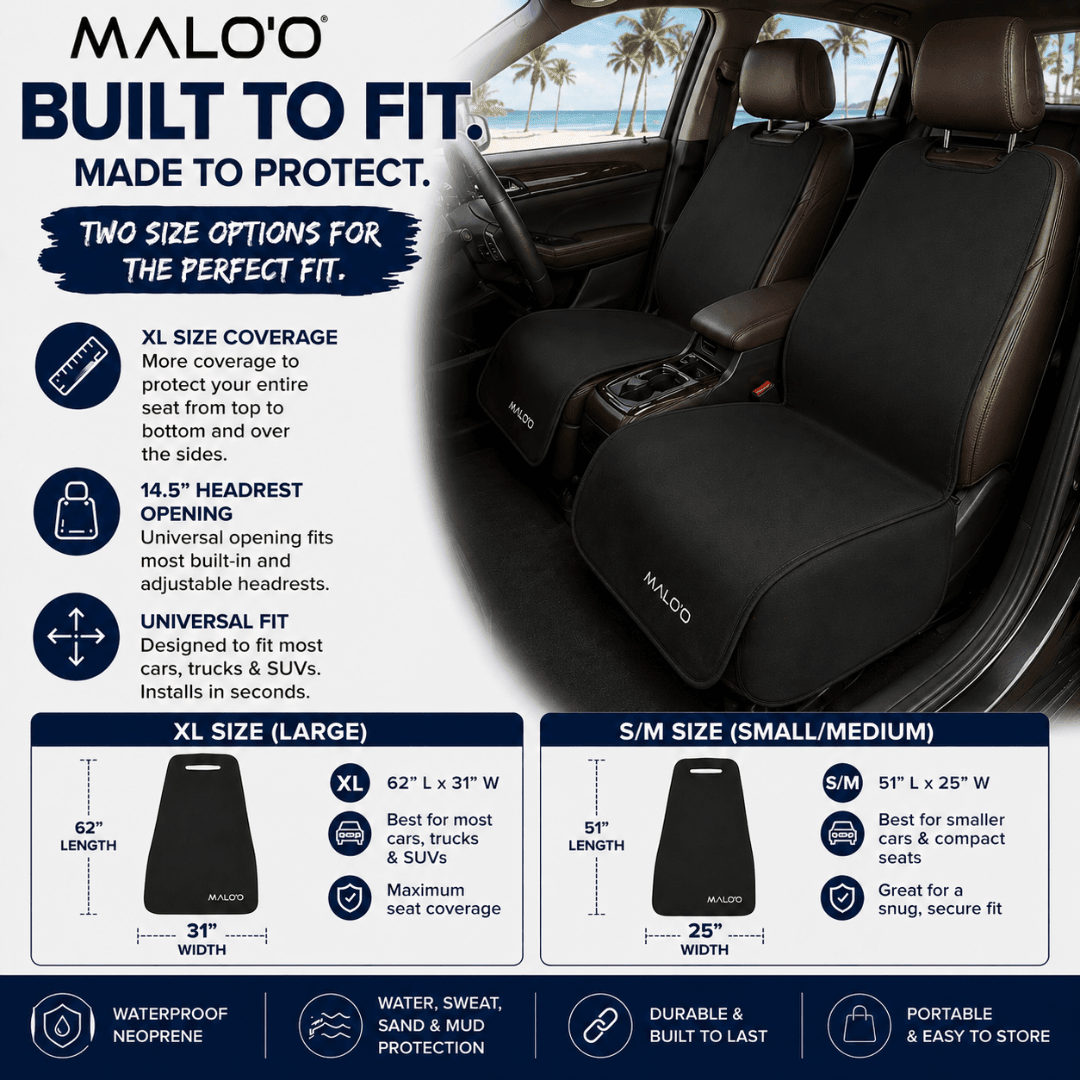 SeatGuard Waterproof Car Seat Cover (2 - Pack) – Durable Seat Protector for Beach, Gym & Pets - Malo'o Racks