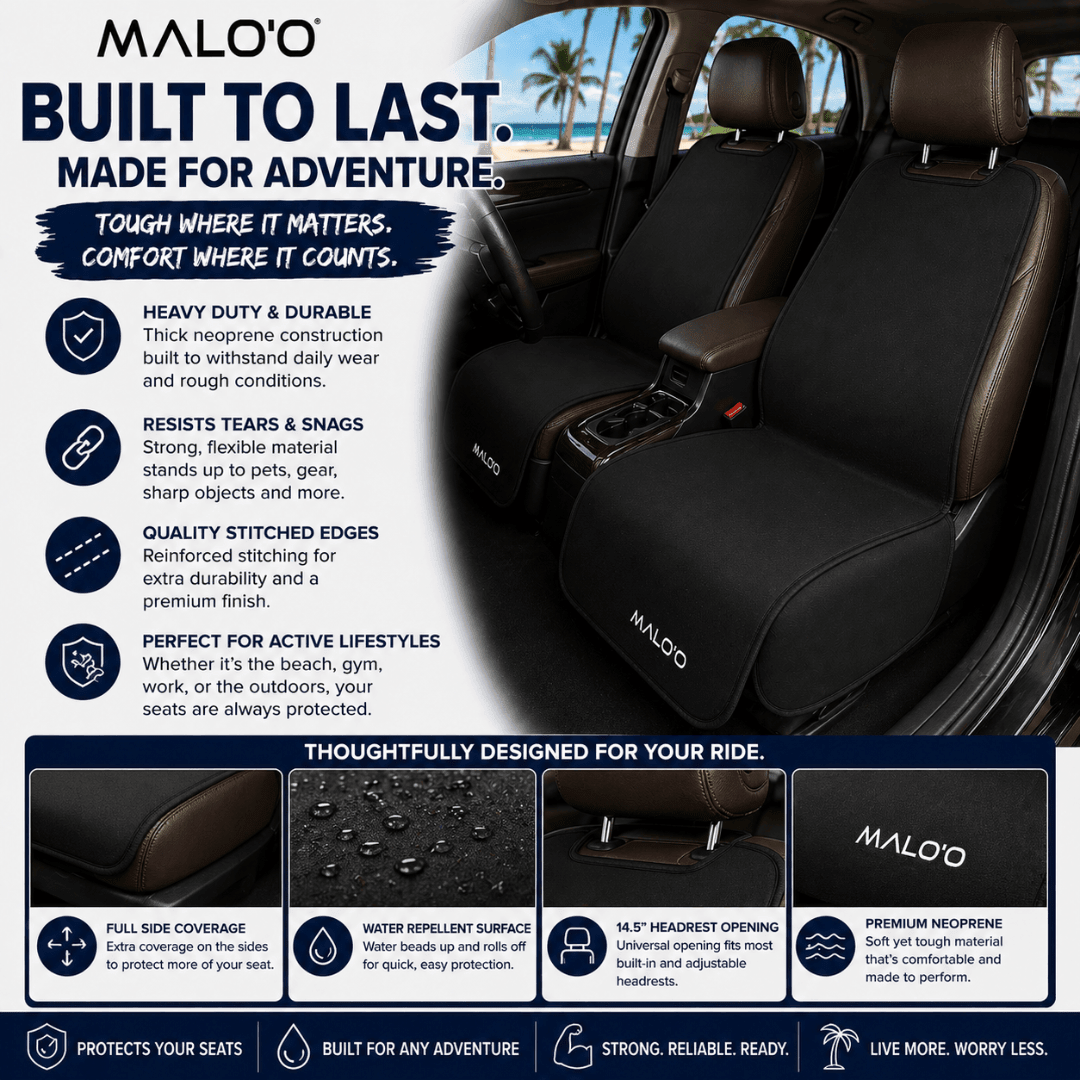 SeatGuard Waterproof Car Seat Cover (2 - Pack) – Durable Seat Protector for Beach, Gym & Pets - Malo'o Racks