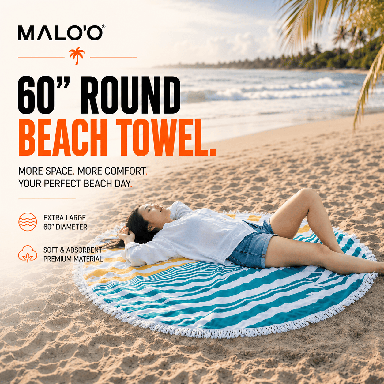 Sunshine Beach Towel & Mat – Quick - Dry Beach Towel for Sand - Free Relaxing & Travel - Malo'o Racks