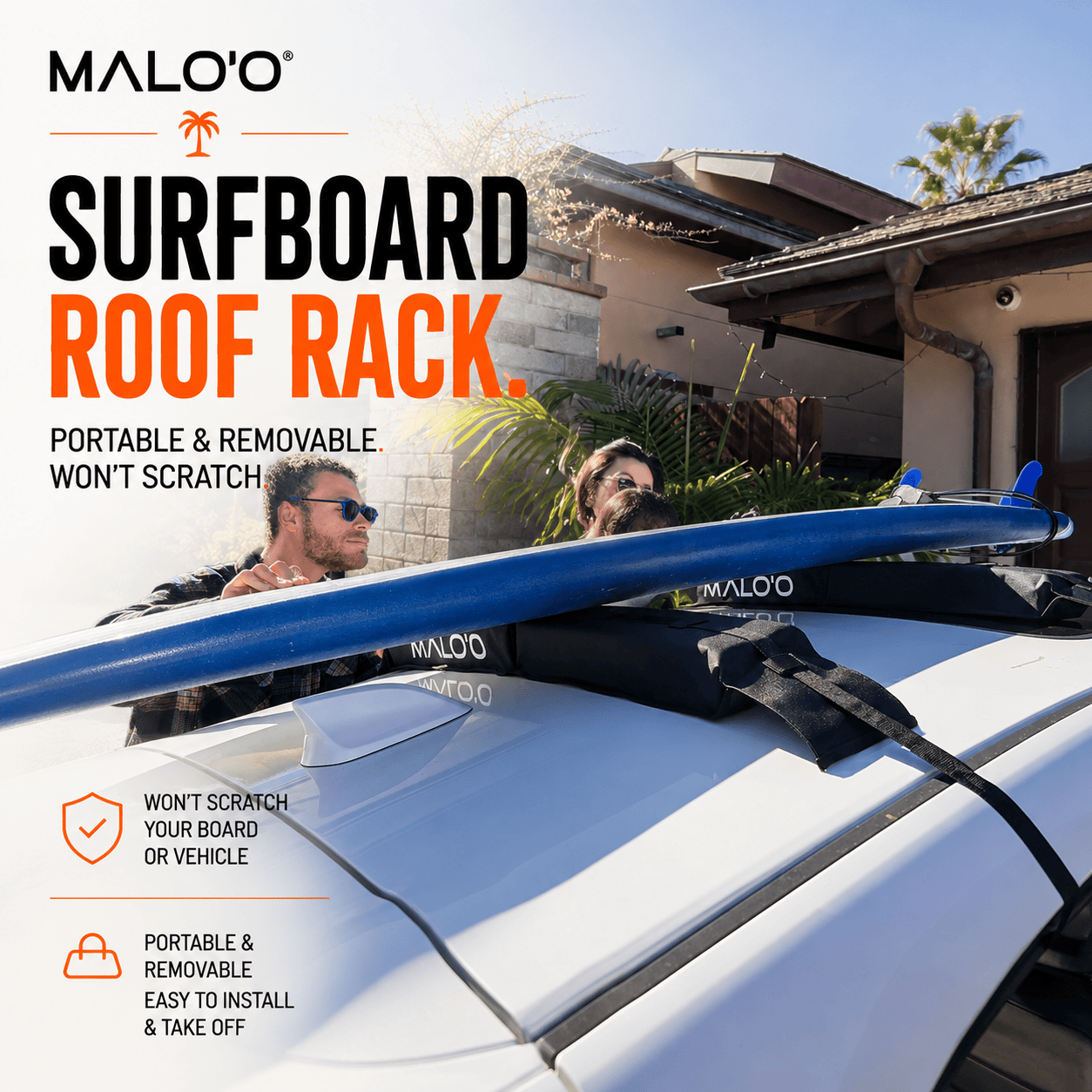 Surfboard Roof Rack – Soft Rack for Cars & SUVs for Safe Board Transport - Malo'o Racks