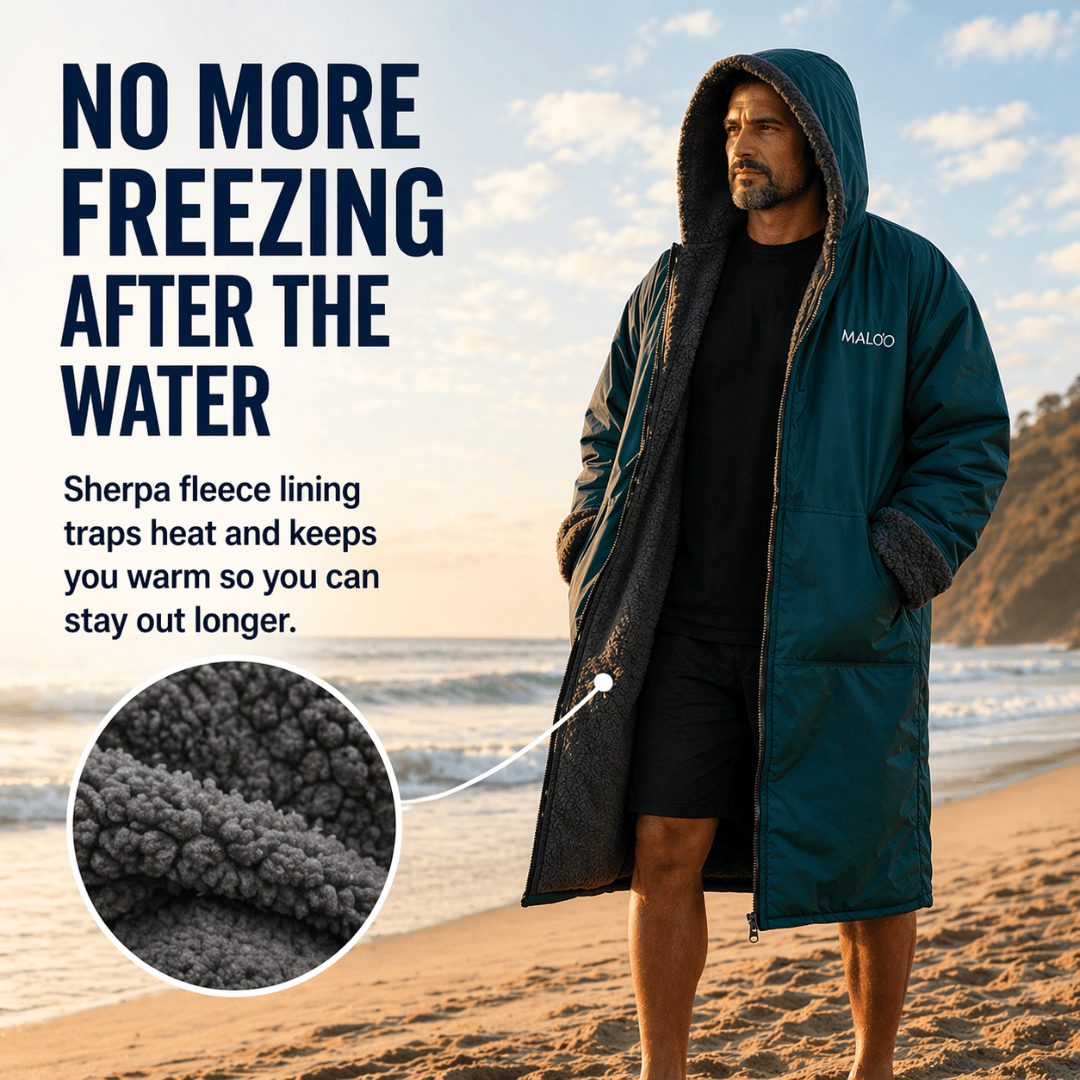 WaterParka – Waterproof Surf & Cold Plunge Parka for Changing & Warmth - Malo'o Racks