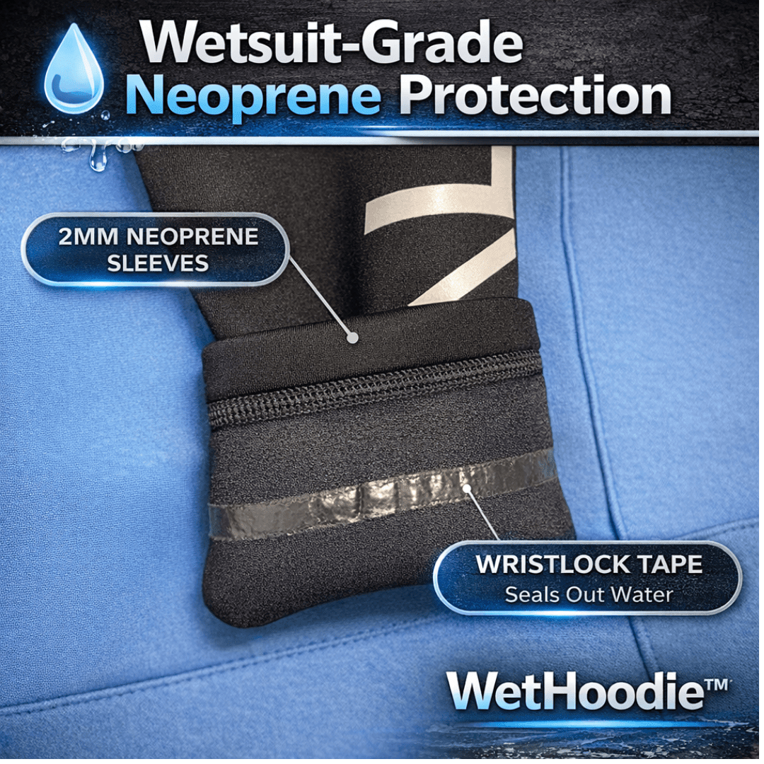 WetHoodie – Cold Water Fishing Hoodie with Neoprene Sleeves (Stay Warm, Stay Dry) - Malo'o Racks