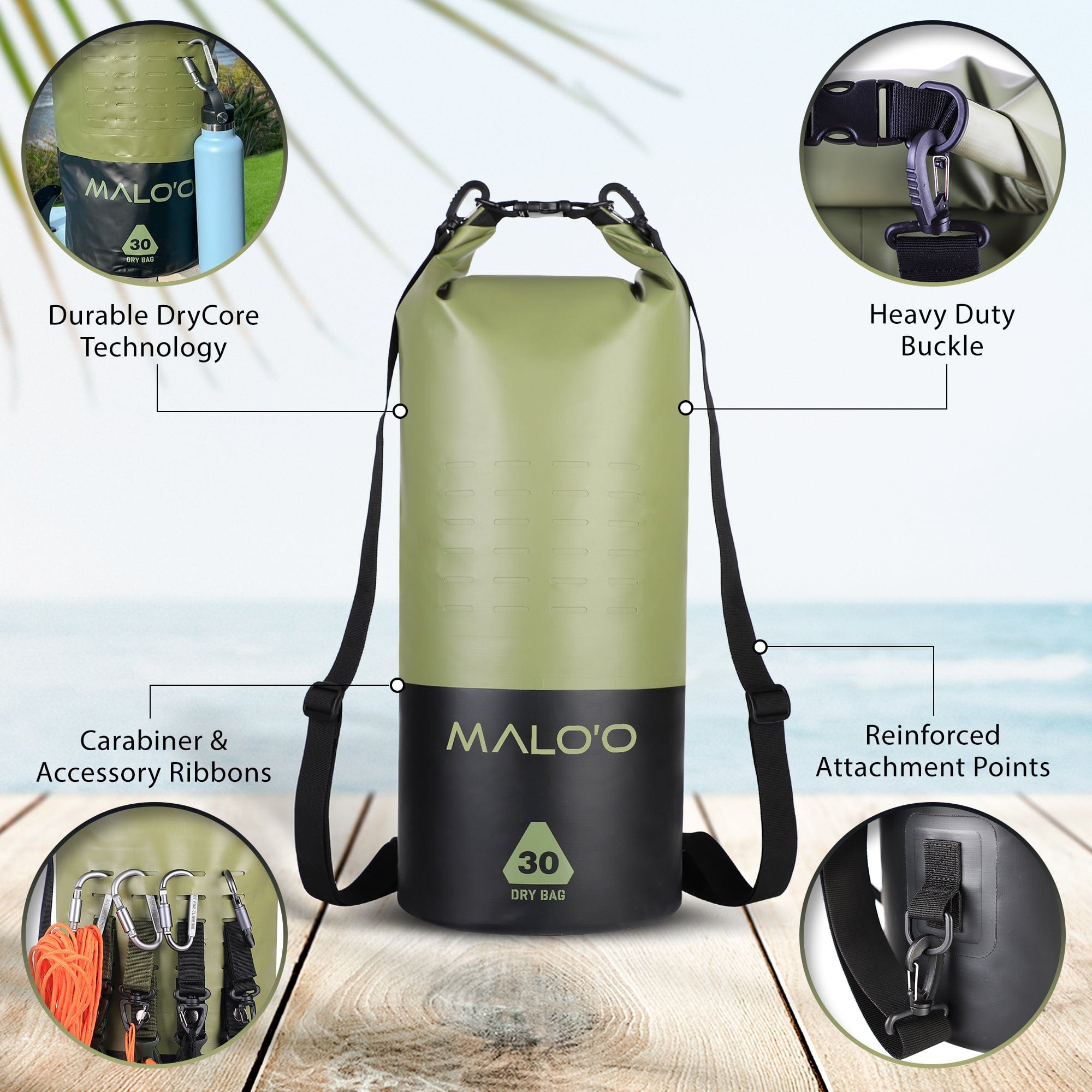 DryPack 30 Liter Kayak Dry Bag - Malo'o Racks